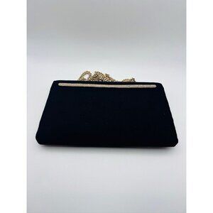 Harry Levine HL Black Evening Bag Clutch Purse USA Gold Hardware Vintage